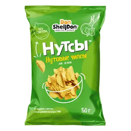 Безглютеновые чипсы НУТСЫ со вкусом лука и зелени Don Shelldon